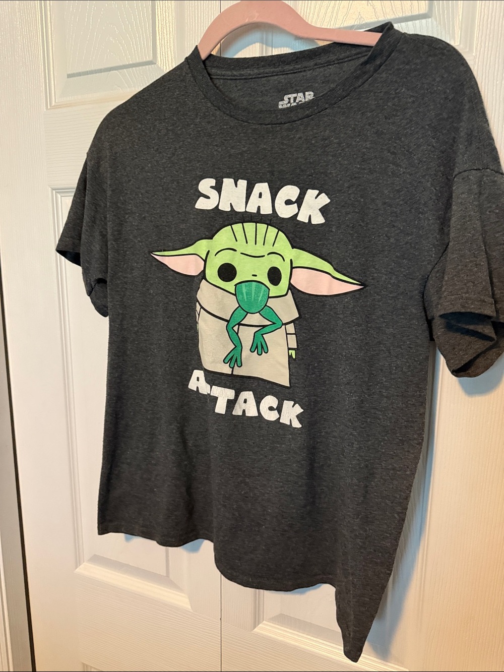 Star Wars Charcoal Grogu 'Snack Attack' Short Sleeve Tee